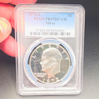 1972-s Eisenhower  1 Silver Proof Pcgs Pr69dcam Deep Cameo Dollar Coin  Scratch 