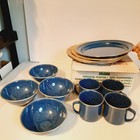 Gsi Outdoors Pioneer Enamelware 12 Pieces  4-person  Blue Speckled Dish Set Nos