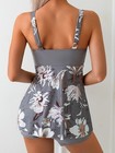 Women s Tankini Suit  Skirt  Chest Cross Two-piece Set  Flower Print  Holiday St