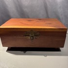 Vtg Wooden Keepsake Box W feet - Brass Hinges   Warm Patina     Jewelry Or Trinket