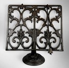 Vintage Cast Iron Adjustable Book Stand Cookbook Display Holder Heart Design