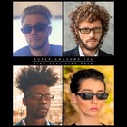 Mens Hippie Pimp Color Lens Narrow Rectangular Black Frame Sunglasses