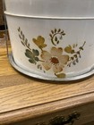 Vintage Metal White Floral Cake Pie Carrier 2 Tier Cake Holder
