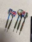 Vintage Steel Tip Darts Set Case 2ba Thread Tungsten Union Jack Usa Flights 22g