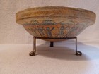 Decorative Terracotta Bowl Archaic Style Human Design W metal Stand A-24