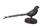 Vintage Sp Collection Silver Plate Pheasant Bird Figurine Bookends Wood Base 12 