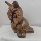 Vintage 70s Hand Carved Wooden Owl Wood Owl Figurine Folk Art Nature Bird