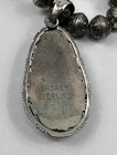Navajo Robert Shakey Sterling Silver Turquoise Pendant Necklace Pearls Signed
