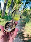 Vintage Brass Pocket Compass 100 Year Calendar
