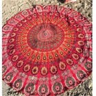 Red Indian Mandala Round Tapestry Throw Yoga Mat Hippie Beach Towel Dorm Decor