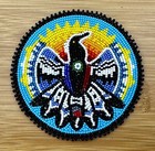 Handmade Beaded Cyan Blue Eagle 3 Inch Rosette applique