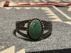 Vintage Sterling Silver Green Turquoise Cuff Bracelet Southwestern Style 30g A