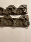 Antique Clear Toy Candy Mold - Cast Iron 3 Bunny Rabbits As Is
