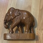 Handmade Carved Wooden Elephant Figurine Handcrafted Wood Animal Decor Vintage
