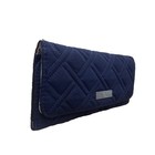 Vera Bradley Women   s Navy Quilted Fabric With Back Zip Pocket Wallet Clutch