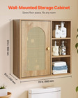 Bathroom Wall Cabinet Over Toilet Storage Wood Organizer W  Rattan Door  shelves