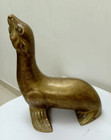 Vintage Old Brass Pair Of Animal Seal Pinnipeds Marine Mammals Rare Collectible