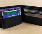 New Black Bifold trifold Wallet Genuine Leather Credit id Card Holder Slim Purse