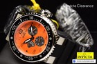 New Invicta Men s Pro Diver 52mm Orange Dial Black Strap Ss Watch