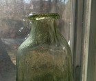 1780s Early Dip Mold Blown Green New England Paneled Snuff Bottle Crude Lip Nice