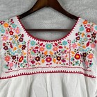 Leos Imports Women M Mexican Peasant Blouse Hand Embroidered White Boho Festival