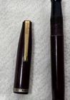 Vintage Stratford Fountain Pen Burgundy   Gold Trim No Nib Button Fill