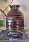 Vintage Venetian Sommerso Iridescent Art Glass Perfume Bottle Ribbed No Stopper 