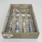Dolly Parton Blue   White Appetizer Forks Ceramic Handle Set Of 4 Toile Gingham