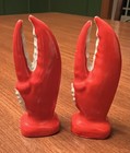 Lobster Claw Ceramic Salt   Pepper Shakers Red Japan