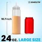 Squeeze Bottles 24oz 3 Pack  large Size  - Reusable Condiment Bottles For Sauces