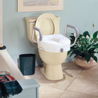 Carex E-z Lock Locking Raised Toilet Seat W  Armrests  300 Lb Ada White gray