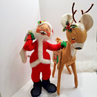 Vintage 1960s Annalee Christmas Santa W  Stocking   Card Holder Reindeer 20 