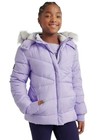 Justice Girls Puffer Jacket Purple Size 7 8 Hood Pockets Full Zip Sherpa Lined