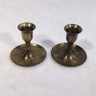 Vintage Mcm Candlestick Holders Brass Pair Made In India Set Of 2 Trumpet Stem