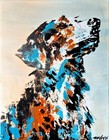Original Pet 11x14 Canvas Painting Abstract Bold Colors Signed Wall Art A056