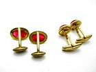 Antique Edwardian Pink Art Foil Glass Vintage Ruby Red Cabochon Cufflinks Lot