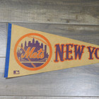Vintage 1970s Ny New York Mets Mlb Baseball 30x12 Full Size Pennant Flag