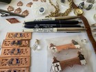 Vintage Junk Drawer Lot Masonic Jewelry Military Cufflinks Watch Trinkets  60 