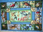 Bird Fabric 2 Pillow Panel   Quilt Top Wallhang Backyard Birds And Flowers  New