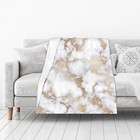 Modern Chic White Gold Foil Marble Fleece Throw Blanket Super Soft Flannel Co   