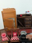 Vtg Lot 36 Dollhouse  Furniture Decor Cast Iron Stove Ice Box Hall Tree Kitchen