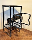 Vintage Early 1900s Pressed Steel Industrial Step Stool
