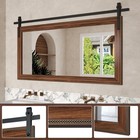 Farmhouse Bathroom Mirror 66  36 5 Inch Barn Door Mirror Rustic Wall Mirror Wo   