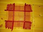 Vintage Hand Woven Prayer Mat Rug Gold   Red Spiritual Religion Pray Meditation
