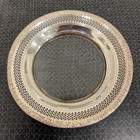 Vtg Glass Champagne Wine Coaster Cut Starburst  Amston Sterling Silver Rim