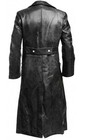 Men s German Classic Ww2 Military Uniform Officer Black Leather Trench Coat