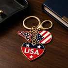 Usa Patriotic Keychain Flag Heart Cowboy Hat Charm Key Ring Gift Gold Or Silver