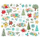 Simple Stories Snow Pine Lodge Floral Bits  62pc  Die-cuts Scrapbooking