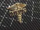  medic  Lapel hat Pin Caduceus 1  Gold Tone Enameled-brand New