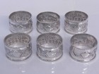 Set Of Six Vintage Sterling Silver Napkin Rings